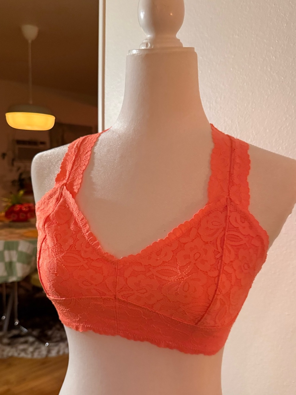 Free People Vibrant orange lace bralette size M